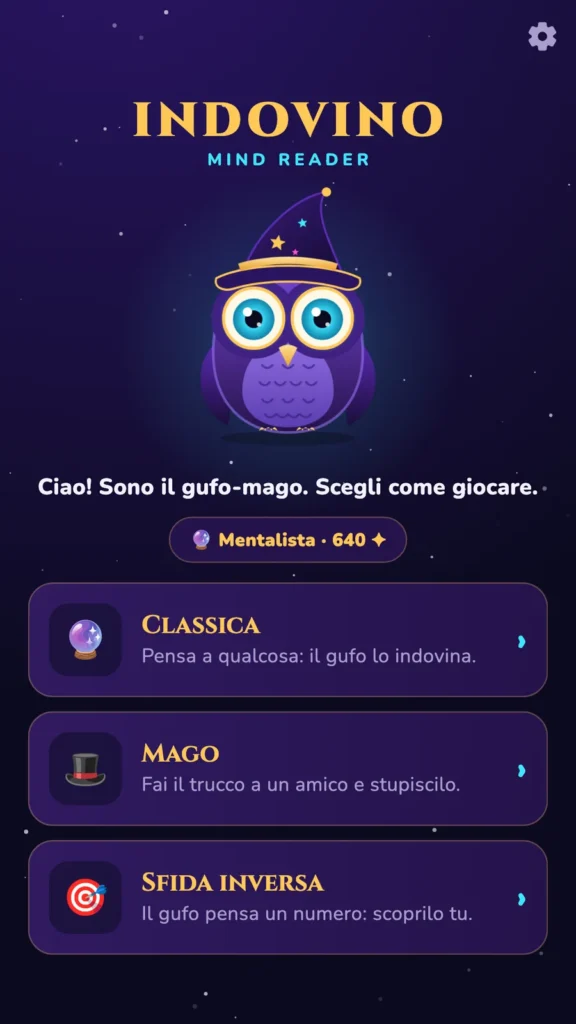 Indovino, schermata 1
