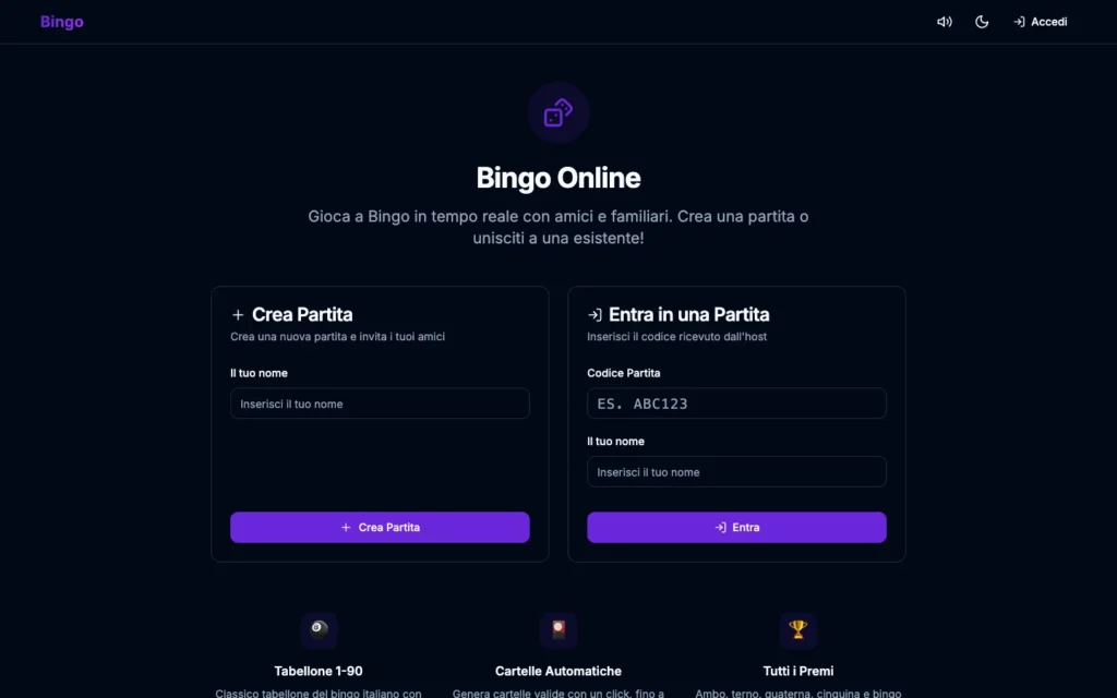 Bingo, schermata 1